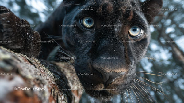 Close-Up of a Black Panther with Intensely Piercing Eyes