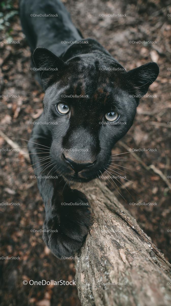 Close-Up of a Curious Black Panther in the Wild
