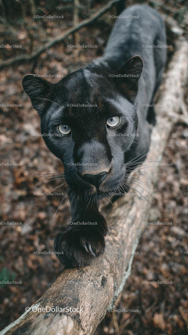 Intense Black Panther in the Jungle