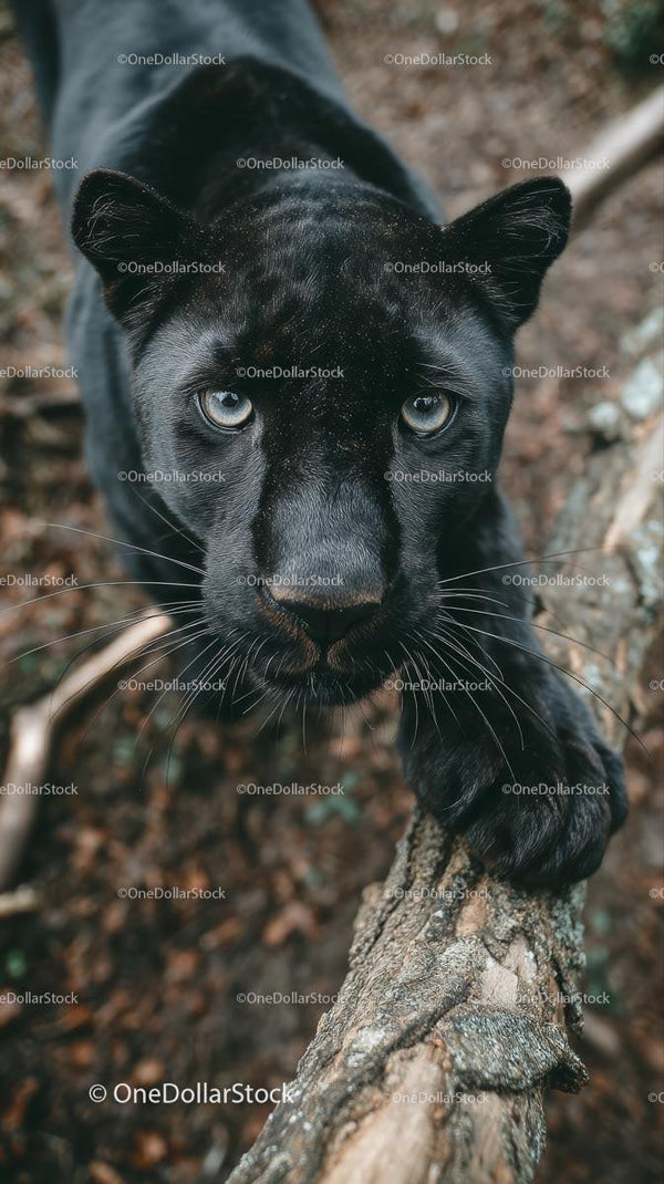 Majestic Black Panther in Dense Jungle Environment