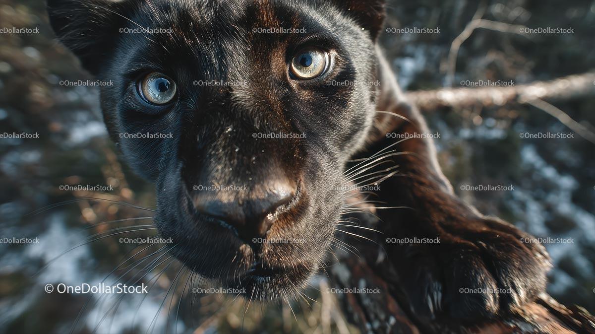 Close-Up of Intense Black Panther in the Wild