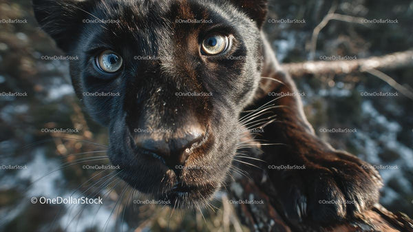 Close-Up of Intense Black Panther in the Wild