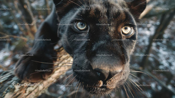 Close-Up of Intense Black Panther in Natural Habitat