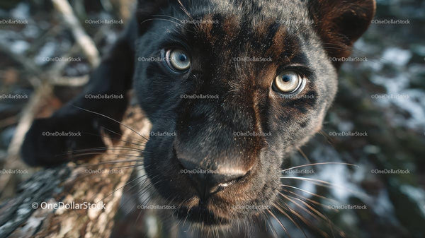 Close-Up of a Black Panther with Intense Gaze