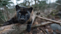 Black Panther Lying on a Tree in a Forest