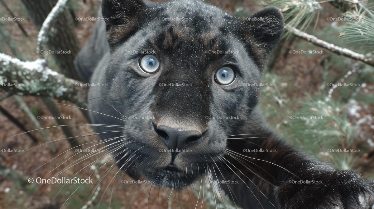 Black Panther with Piercing Blue Eyes in the Jungle