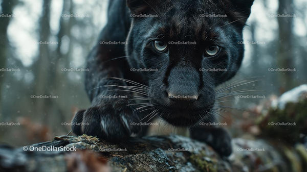Majestic Black Panther in Woodland Habitat