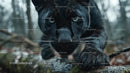 Close-Up of a Black Panther in a Forest Setting