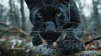 Close-Up of a Black Panther in a Forest Setting