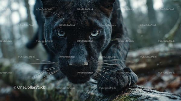 Black Panther Stealthily Moving Through the Forest