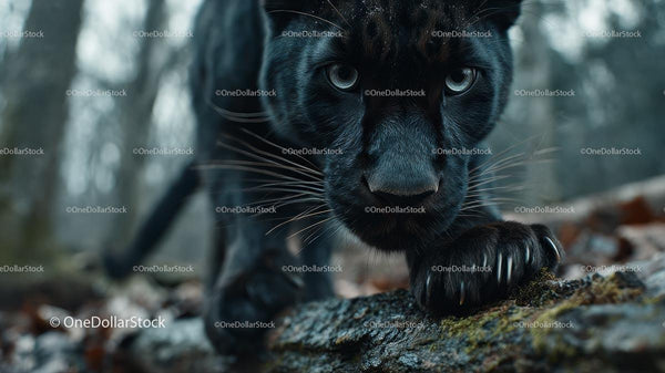 Majestic Black Panther Stalking Through the Wilderness