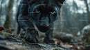 Intense Gaze of a Black Panther in the Forest