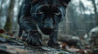 Intense Gaze of a Black Panther in the Forest