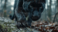 Majestic Black Panther Stepping Through Forest
