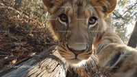 Close-Up of a Playful Young Lion Cub in the Wild