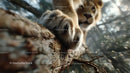 Lion's Paw Clutching a Tree Branch in the Wild