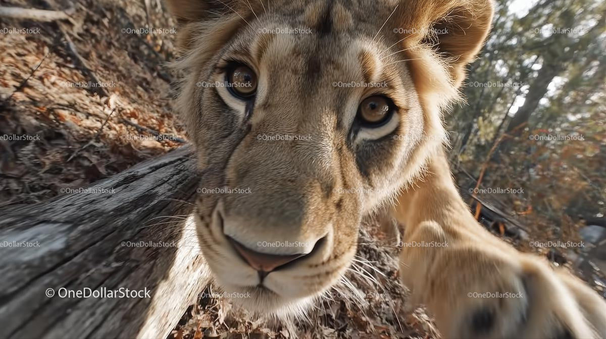 Curious Young Lion Exploring the Wilderness