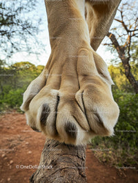 Close-up of a Lion Paw on African Terrain