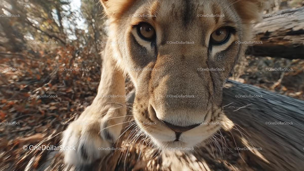 Majestic Lion in Natural Wilderness Close-up