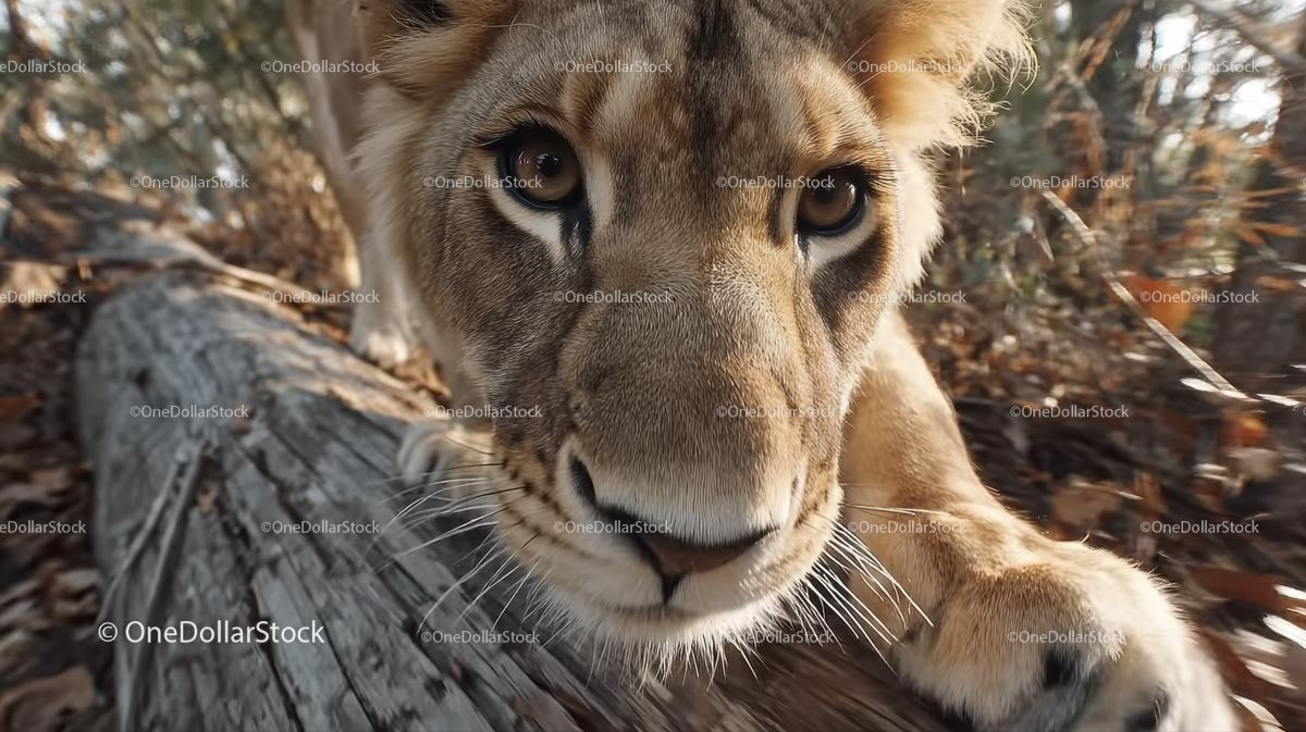 Curious Young Lion in Natural Habitat