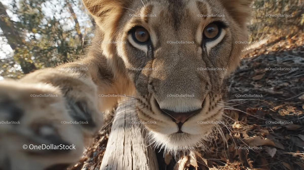 Close-Up of a Curious Lion Cub in Natural Habitat