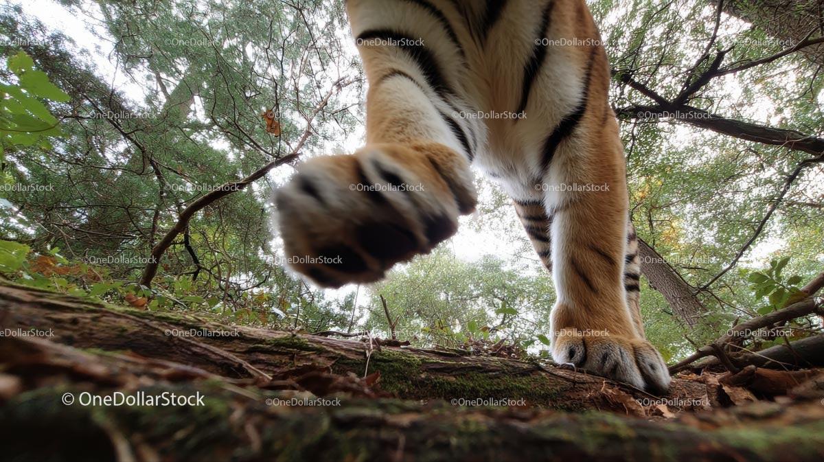Majestic Tiger Prowling in Dense Forest