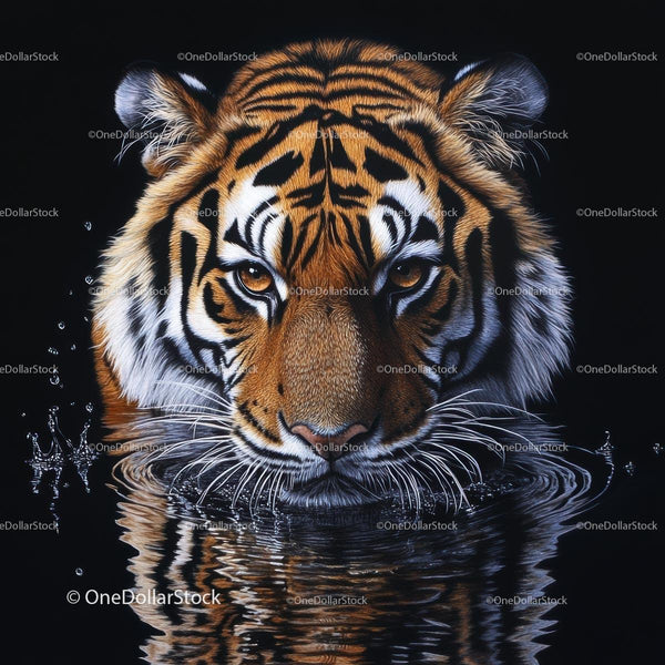 Majestic Tiger in Water with Striking Reflection