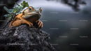 Bright Lizard Resting on a Moss-Covered Rock in Nature