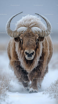 Majestic Musk Ox in Snowy Tundra