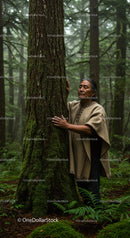 Serene Connection in a Tranquil Forest Setting