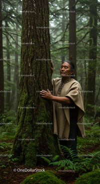 Serene Connection in a Tranquil Forest Setting