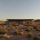 Modern Glass House in a Serene Desert Landscape