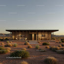 Modern Glass House in a Serene Desert Landscape