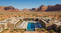 Luxury Desert Resort with Pool and Stunning Rock Formations