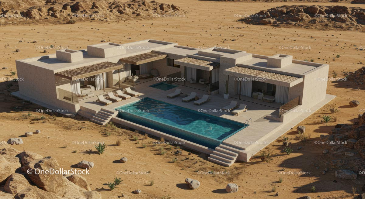 Luxury Desert Villa with Pool in Minimalist Design
