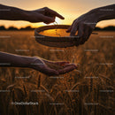 Golden Wheat Harvest in Beautiful Sunset Light