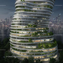 Futuristic Urban Skyscraper with Vertical Gardens
