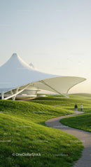 Futuristic Canopy Building in Green Landscape