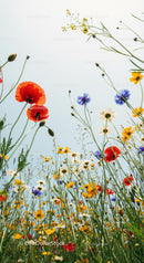 Vibrant Meadow with Poppies and Wildflowers