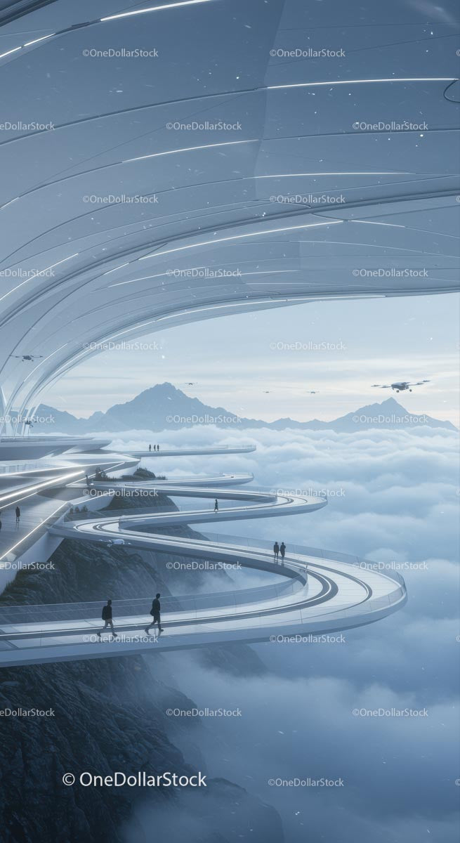 Futurystyczny Skywalk Ponad Chmurami Górskimi