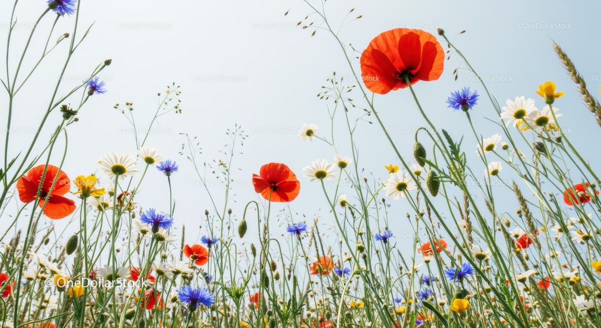 Vibrant Wildflowers in a Sunny Summer Meadow