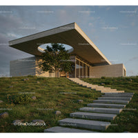Modern Hillside Concrete House with Open Roof and Greenery