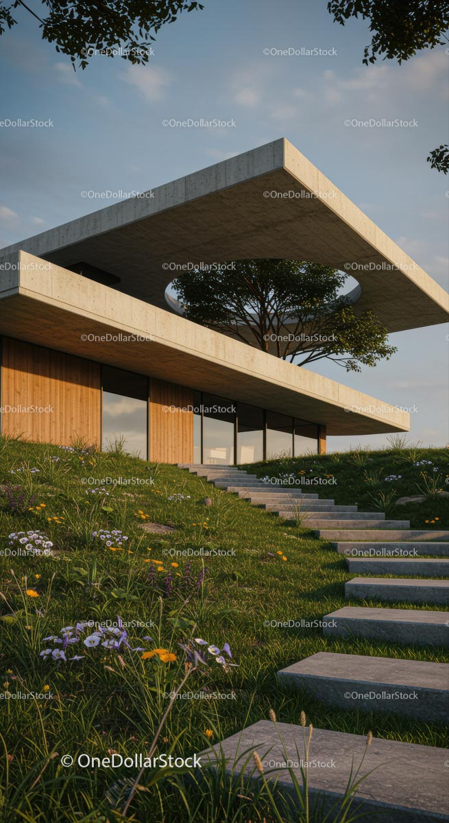 Modern Concrete House with Wildflower Landscaping