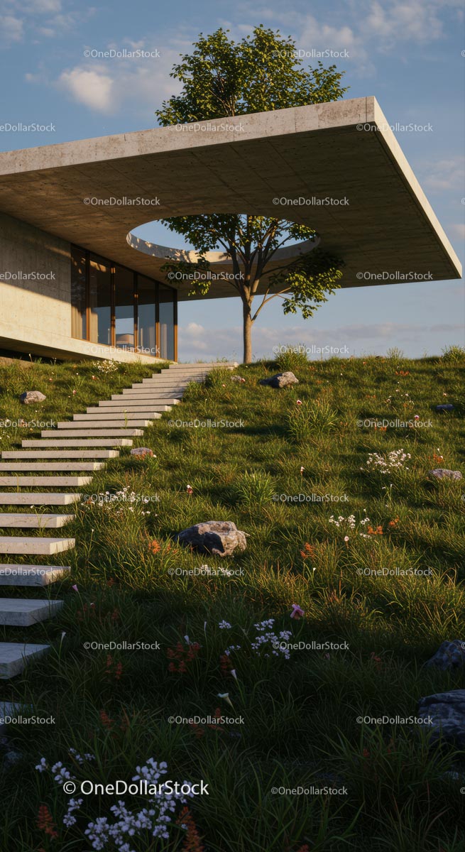 Modern Minimalist House with Integrated Tree Design