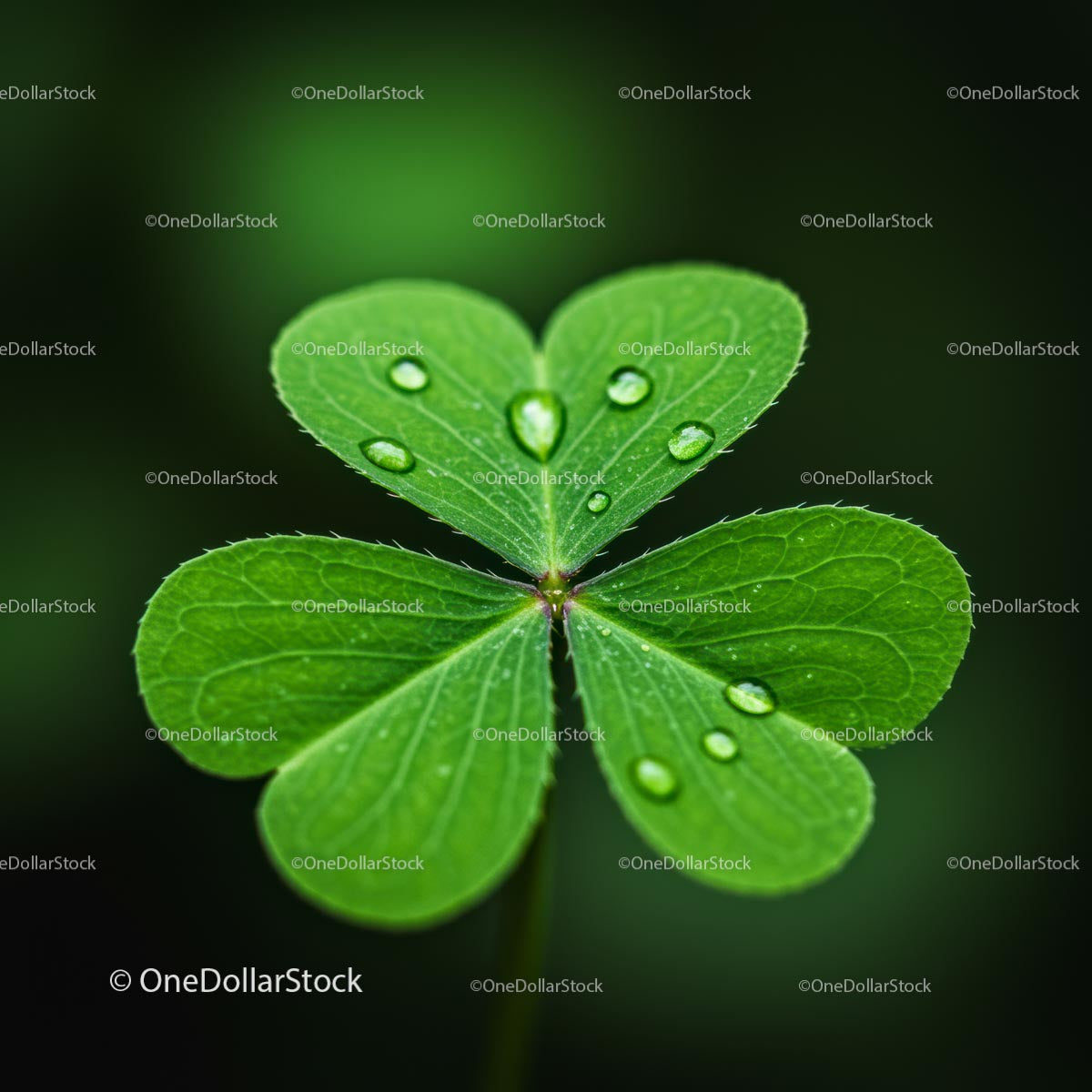 Close-Up of a Dewy Green Clover Leaf