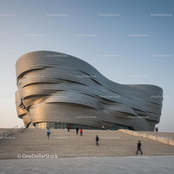 Futurystyczny cud architektury z zaokrągloną elewacją