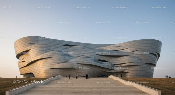 Futurystyczna architektura z wielkimi schodami