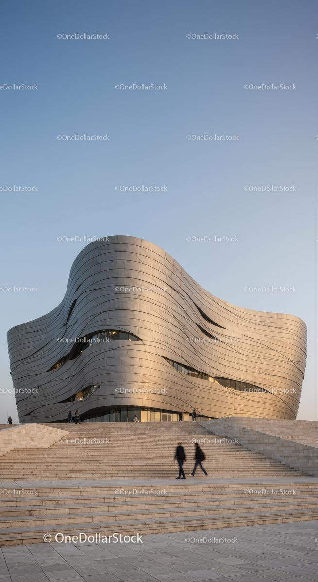Modern Curved Architectural Building with Wave-Like Design