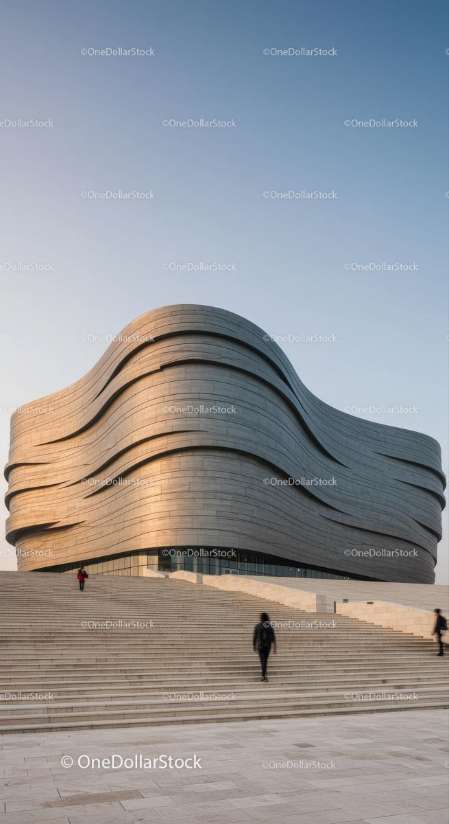 Futuristic Curved Building Against a Clear Sky