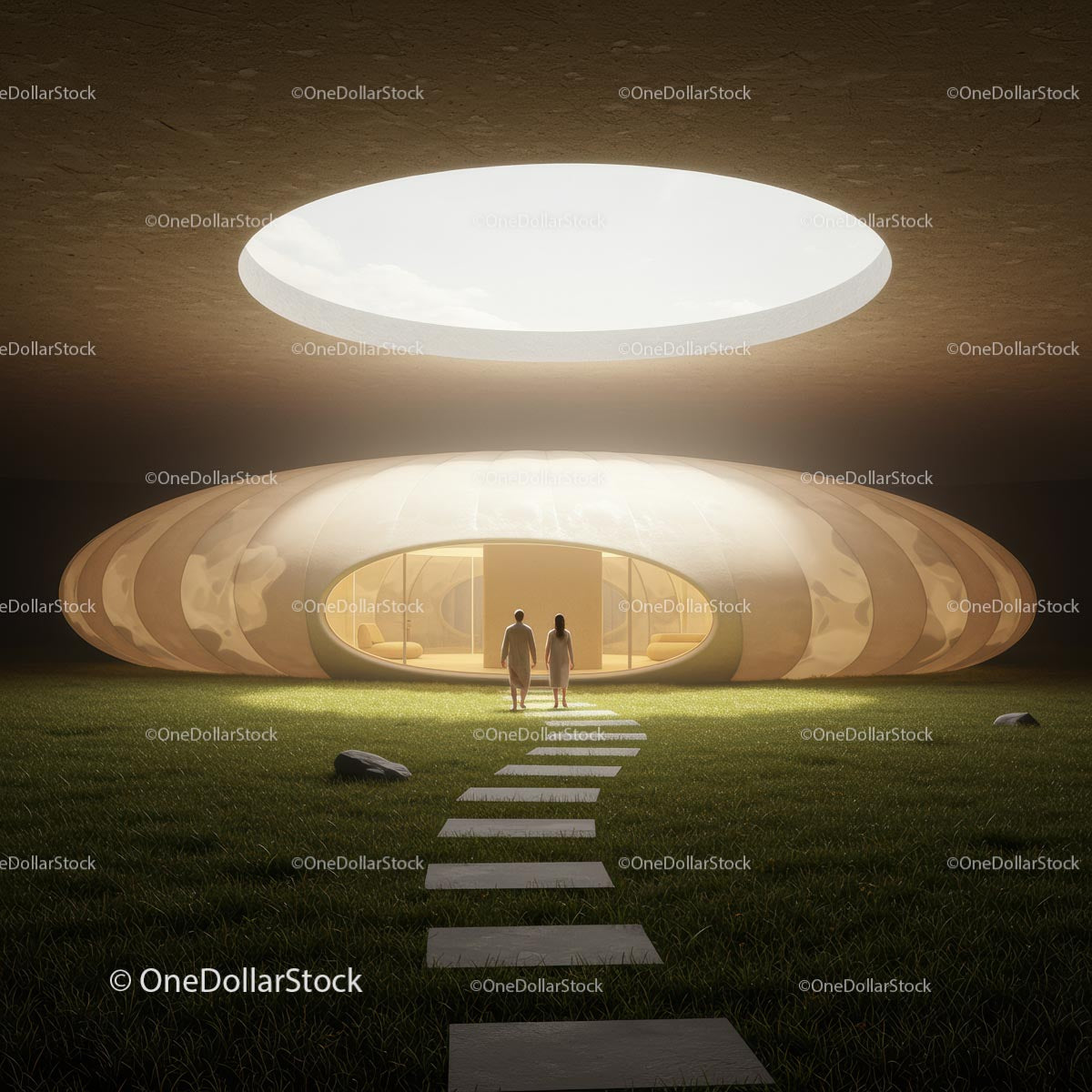 Futuristic Dome Structure with Natural Lighting